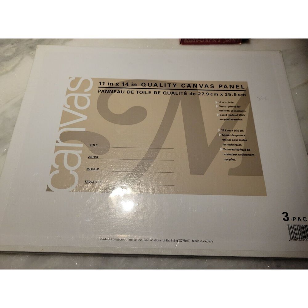 11"‎ x 14" Quality Canvas Panel, Pack of 3, New